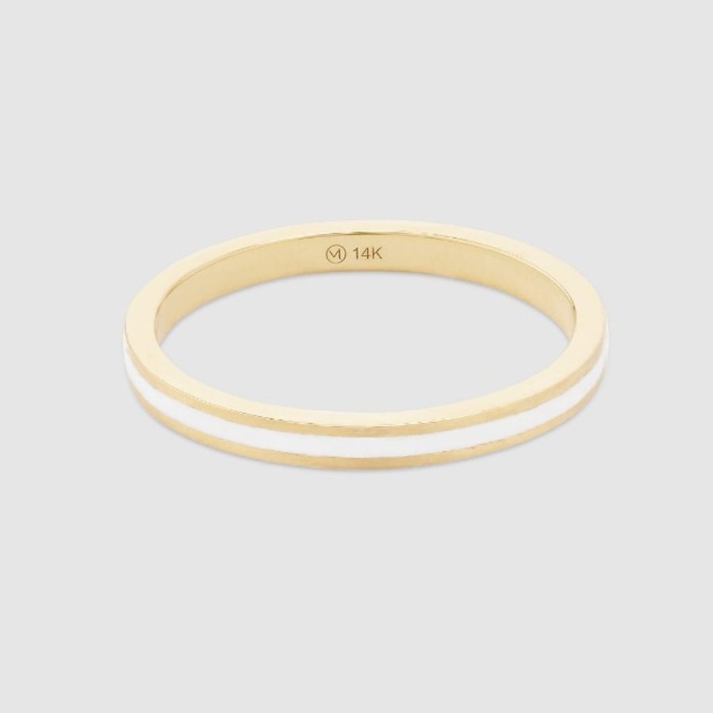 Mejuri Ceramin Ring - Gold, White Size 7
